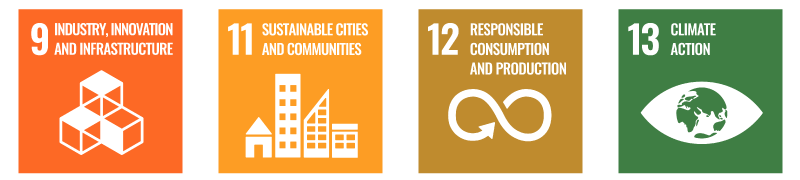 SDGs 9.INDUSTRY,INNVOVATION AND INFRASTRUCTURE, 11.SUSTAINABLE CITIES AND COMMUNITIES, 12.RESPONSIBLE CONSUMPTION AND PRODUCTION, 13.CLIMATE ACTION